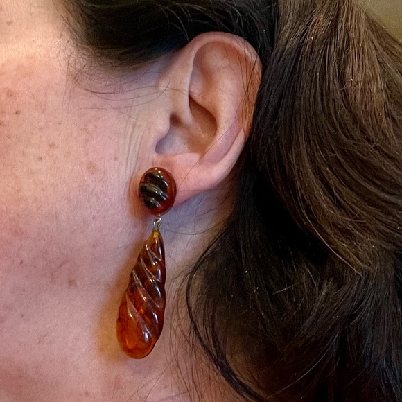 Tortoise Shell Earrings, Pierced - Picture 2 of 16